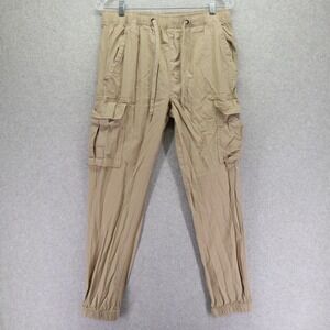 Hurley Pants Mens Small Ripstop Cargo Pocket Casual Drawstring Jogger Tan Khaki
